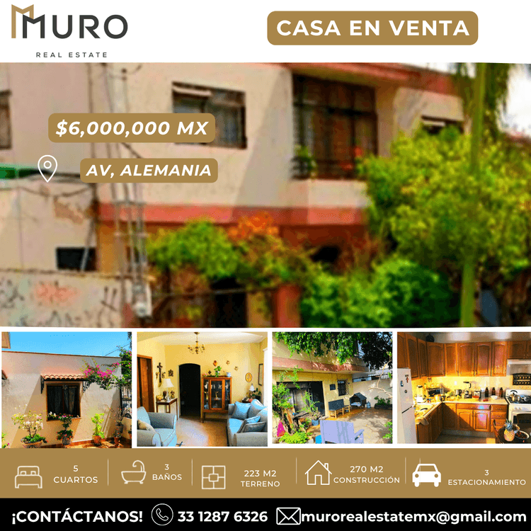 casa en venta avenida alemania moderna guadalajara jalisco pMCimtA
